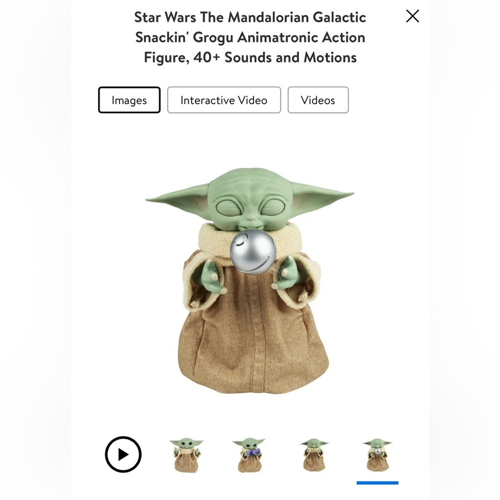 Star Wars The Mandalorian Galactic Snackin' Grogu AKA Baby Yoda Animatronic